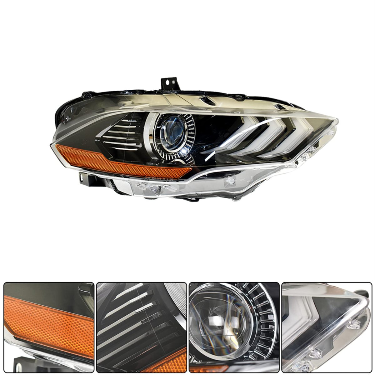 Fo2503369 Rh Headlight Assembly With Drl Replacement For 2018-2020 Mustang Projector Headlights Jr3z13008a