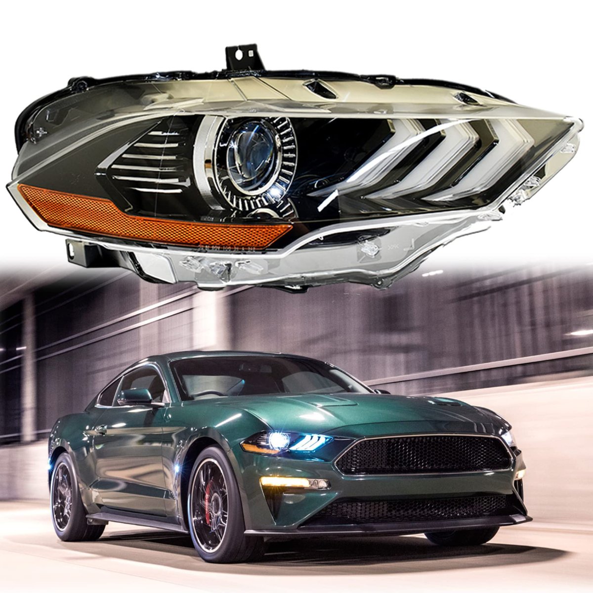 Fo2503369 Rh Headlight Assembly With Drl Replacement For 2018-2020 Mustang Projector Headlights Jr3z13008a