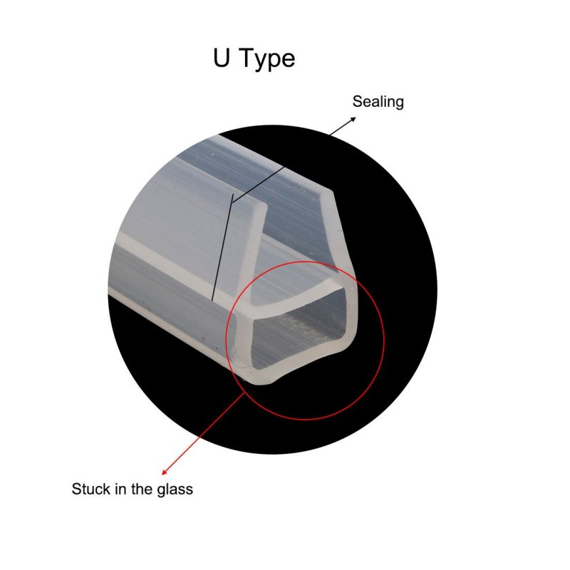 U Type Frameless Shower Door Bottom Seal For 1 2 Inch Glass 9 8 Ft Length