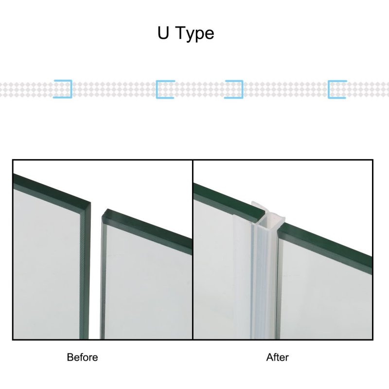 U Type Frameless Shower Door Bottom Seal For 1 2 Inch Glass 9 8 Ft Length