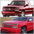 Compatible With Chevy Silverado Gmt800 2pc Pair Of Chrome Clear Corner Headlight Lens Led Tail Light