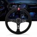 Qiilu Steering Wheel Universal 35cm 14inch 6-bolts Auto Car Racing With Horn Red