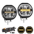5 In Round Offroad Led Pod Lights 156w 16000lm Driving With Snow Melting Anti Freeze And Strobe White Amber Parking Light For 
