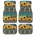 Belidome Sunflower Aztec Car Accessories Heavy Duty 4 Pc Front Rear Rubber Floor Mats For Suv Trucks With Southwest Tribal 