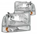 Dna Motoring Hl-oh-f99sd4p-ch-am Chrome Amber Headlights Replacement For 99-04 F-250 F-350 F-450 F-550 