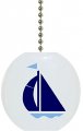 Navy Light Blue Sailboat Solid Ceramic Fan Pull 