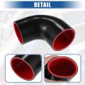 Uxcell 1 Set 70mm To 76mm 2 76 99 Id 90 Degree Elbow Coupler Silicone Hose 4-ply With Pcs Clamps Black Red