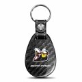 Ipick Image Compatible With Dodge Scat-pack Real Black Carbon Fiber Leather Strap Large Tear Drop Key Chain