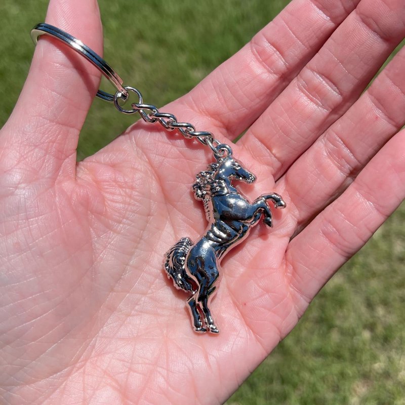 Silver Bucking Bronco Keychain 4 In Long 10 Pack Horse Shape Lightweight Modern Keychains With Split Ring Closure