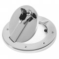 Hecasa Locking Fuel Door Compatible With 2003-2010 Hummer H3 And H3t Gas Cap Tank Cover Heavy Duty Aluminum Chrome Silvery