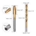 Uxcell M8 X 1 25 Spiral Point Thread Tap And 6 6mm Twist Drill Bit Set Metric Titanium Plated 6542 High Speed Steel Machine