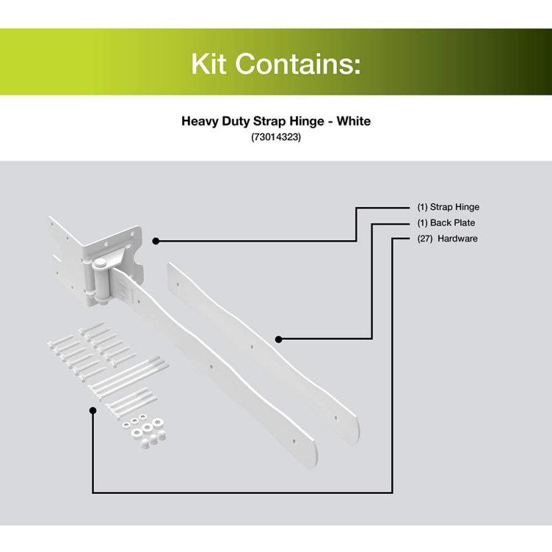 Boerboel Gate Solutions 73014323 White Heavy-duty Strap Hinge