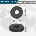 36pcs Thick Rubber Spacer 16 Inch Od X 3 Id 3 Thickness Round Bushings Anti Vibration Flat Washers For Home Industrial