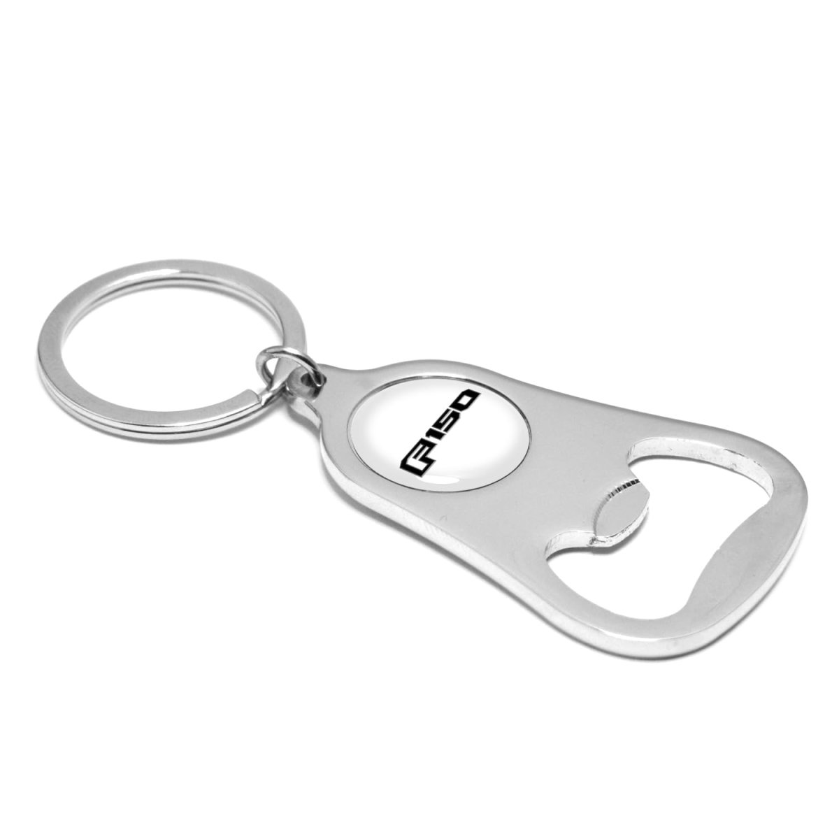 Ford F-150 White Logo Bottle Opener Metal Key Chain Chrome Finish Flat Design 2 25 In X 1 5 Unisex Adult Modern Style