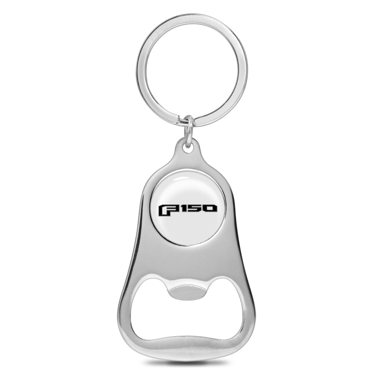 Ford F-150 White Logo Bottle Opener Metal Key Chain Chrome Finish Flat Design 2 25 In X 1 5 Unisex Adult Modern Style