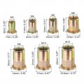 Uxcell 915pcs Rivet Nuts M3 M4 M5 M6 M8 M10 M12 Zinc Plated Carbon Steel Knurled Flat Head Threaded Insert For Metal Plastic