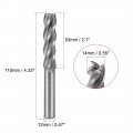 Uxcell High Speed Steel Hss-al 4 Flute Straight End Mill Cutter Cnc Router Bits 14 X 12 53mm