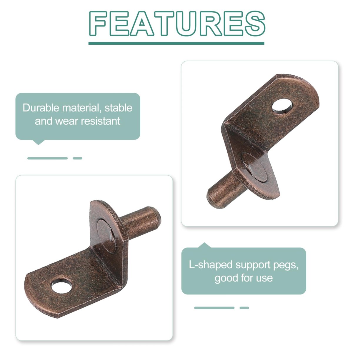 50 Pcs L Shaped Shelf Support Pegs 5mm Metal Pins For Kitchen Cabinet Bookcase Red Bronze 0 2 In Diameter 1 Overall Length