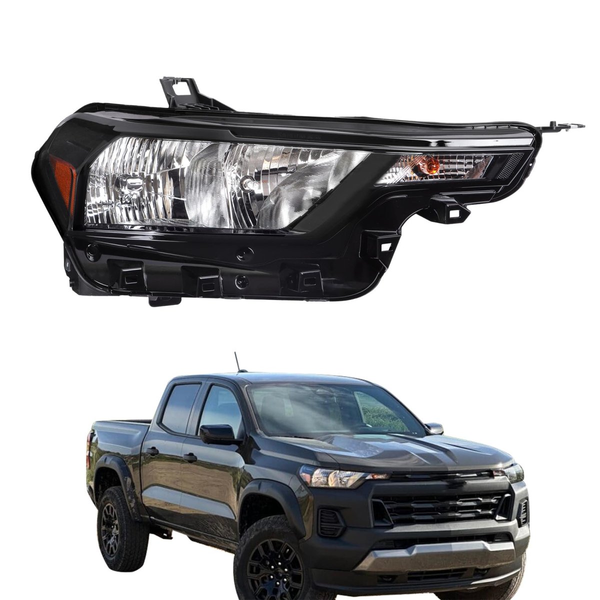 Headlight Assembly Replacement For Colorado 2023 2024 2025 Passenger Side Front Right Halogen Black Housing Part Number