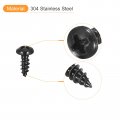 Uxcell 2 X 3 16 Phillips Pan Head Self-tapping Screw 100pcs 304 Stainless Steel Round Wood Full Thread Black