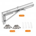Uxcell 2 Pcs Folding Shelf Brackets 8 Inch Stainless Steel Collapsible L Bracket Wall Mounted For Table Work Bench Silver