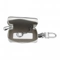 Uxcell Car Key Case Cowhide W Zipper Multifunctional Fob Pocket Money Holder For Auto Remote White