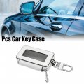 Uxcell Car Key Case Cowhide W Zipper Multifunctional Fob Pocket Money Holder For Auto Remote White