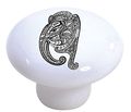 Carolina Hardware And Decor 2409 Black White Tribal Elephant Ganesha Ceramic Cabinet Drawer Knob 