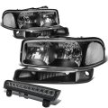Compatible With Gmc Yukon Gmt800 Pair Of Black Hosuing Clear Corner Headlight Bumper 3rd Brake Light Smoke Lens