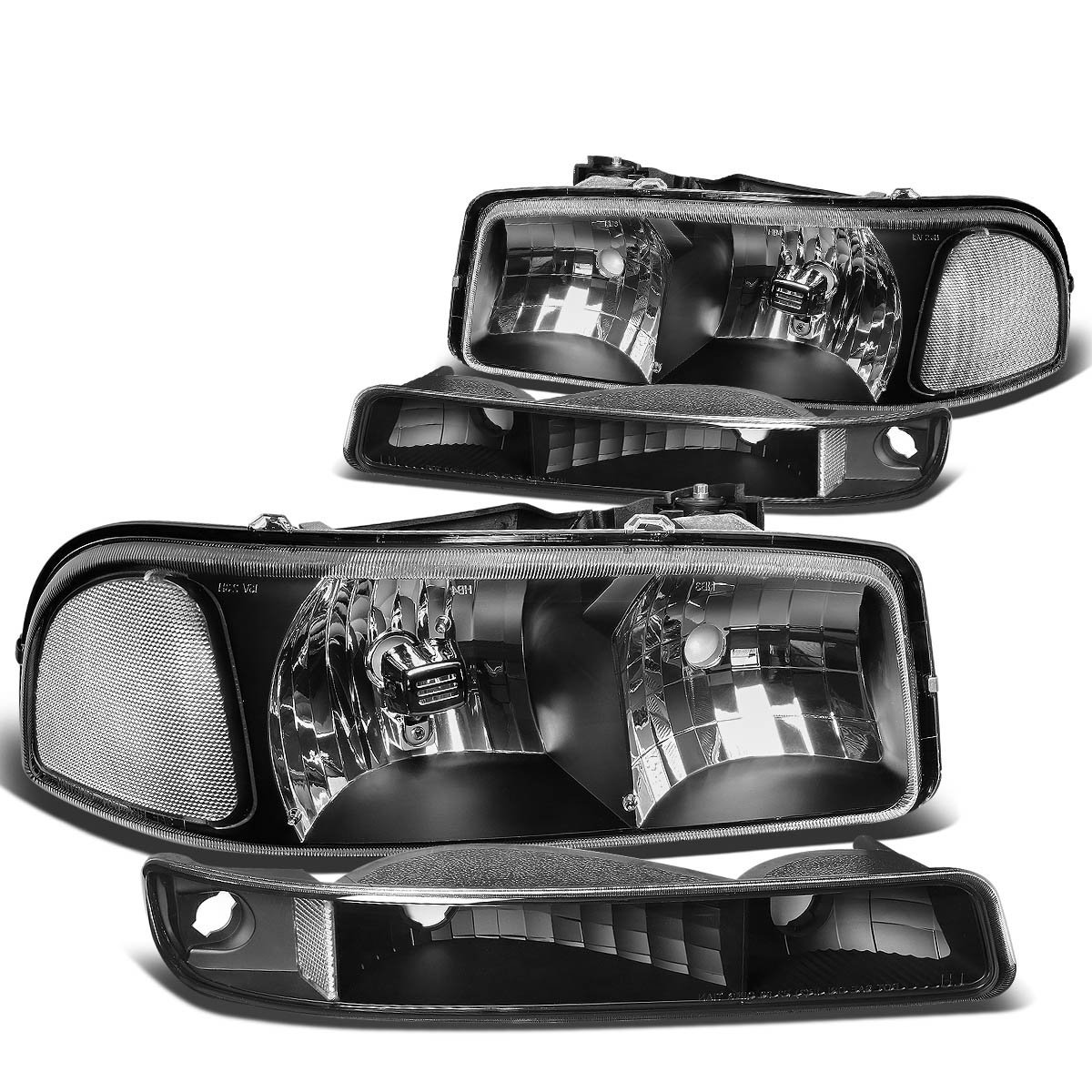Headlight Bumper And 3rd Brake Light Kit For Gmc Yukon Gmt800 Black Housing Clear Corner Headlights With Smoke Lens Fits 2000