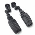 Black Short Angled Adjustable Highway Peg Mounting Kit Airflow Footrest For 1 5 In Front Engine Guard Frame Tube Fits V-star 