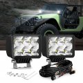 Auxbeam 3 Inch Led Pod Lights 60w Square Offroad Driving Spot Flood Combo Work Light Bar Cube Ditch With Harness Set For Truck 