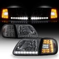 Acanii For Smoked 1997-2003 Ford F150 Expedition Led Strip Drl Headlights Led Corner Lights Driver Passenger Side