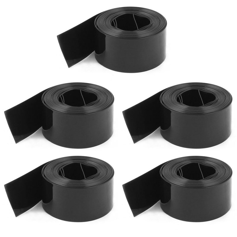 5pcs 2meters 17mm Width Pvc Heat Shrink Wrap Tube Black For 1 X Aaa Battery