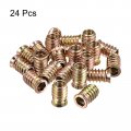 Uxcell M10x25mm Threaded Inserts For Wood Hex Socket Drive Furniture Screw-in Nut 24pcs
