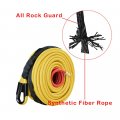 95 3 8 Yellow Synthetic Fiber Winch Rope Recovery 22 000lb Heat Rock Guard Blue 10 Hawse Fairlead Towing 15 Billet Aluminum