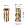 Uxcell 1 4-20 X 25mm Threaded Inserts Nuts 100pcs For Wood Furniture Interface Hex Socket Drive Insert With Wrench