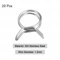 Uxcell Double Wire Spring Hose Clamp 20pcs 304 Stainless Steel 13mm Inner Dia Fit 14 6mm-15mm Od Fuel Line Silicone Tube Clips
