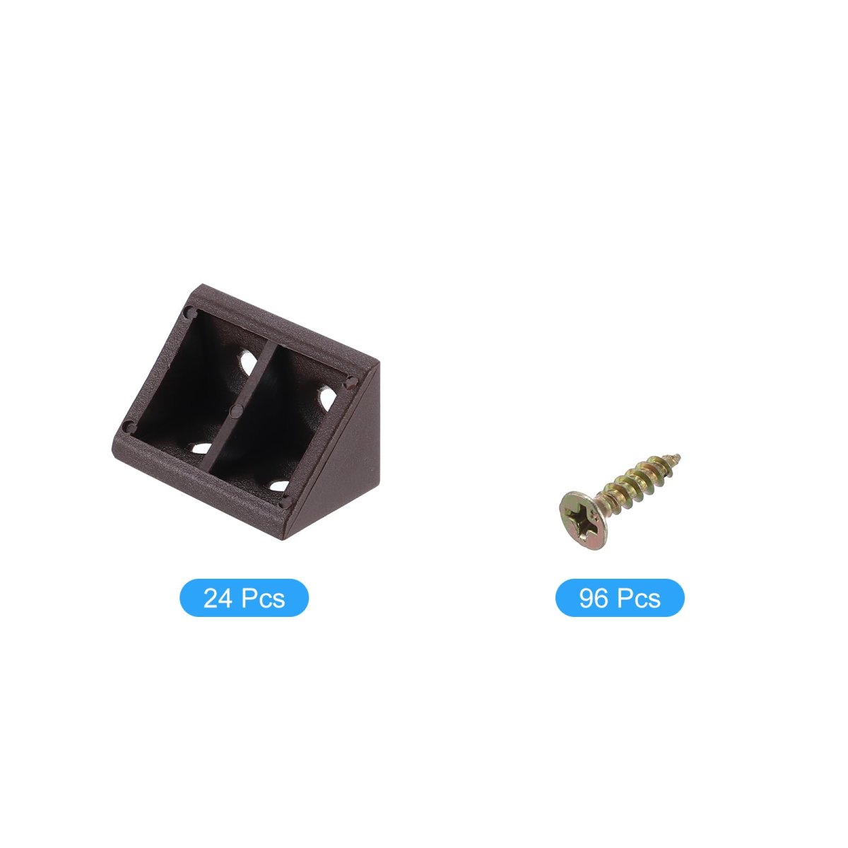 24 Piece 90 Degrees Plastic Corner Braces Nylon Shelf Right Angle Brackets With Screws For Cabinets And Cupboards Brown