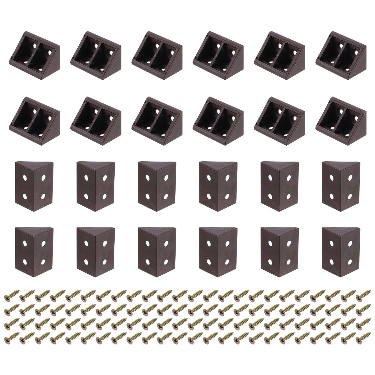 24 Piece 90 Degrees Plastic Corner Braces Nylon Shelf Right Angle Brackets With Screws For Cabinets And Cupboards Brown