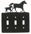 Mare Foal Horse Triple Toggle Light Switch Wall Plate Triple Black 