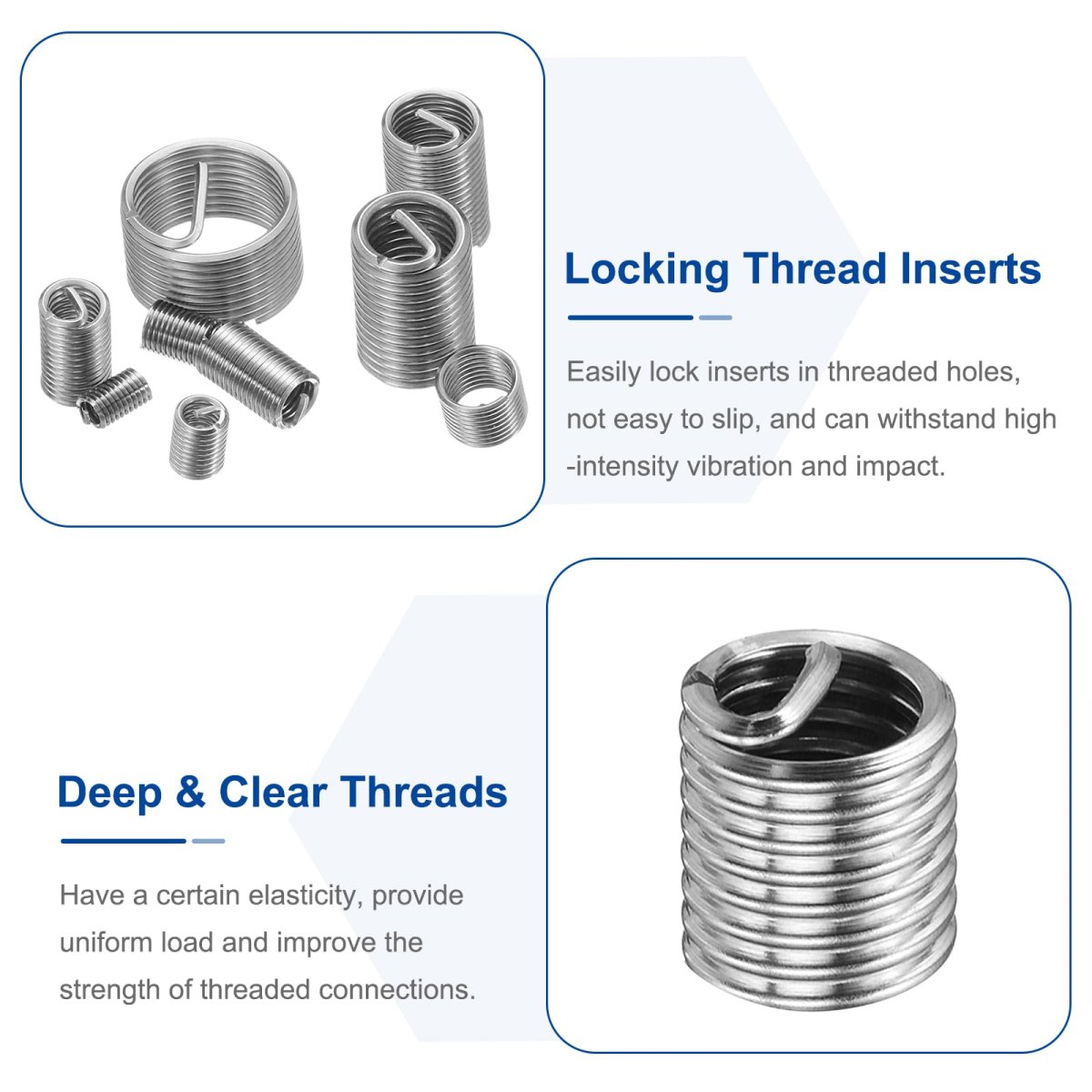 100pcs Wire Thread Inserts M8 X 1 25 2d 16mm Metric 304 Stainless Steel Helical Type Coiled Repair Kit Screw Threaded Sleeve