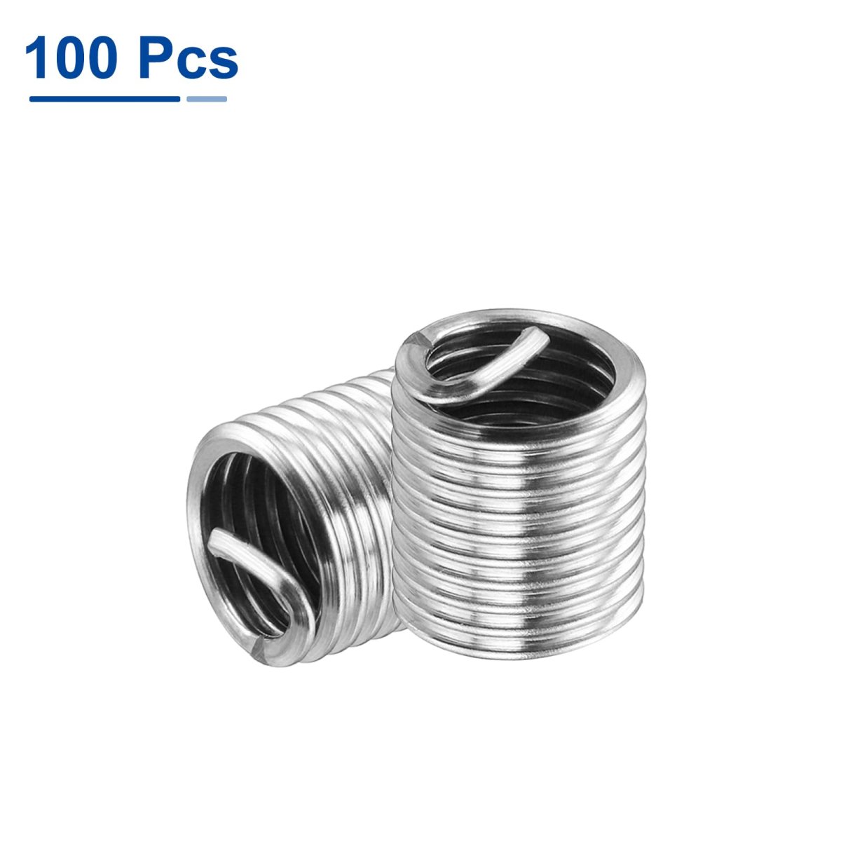 100pcs Wire Thread Inserts M8 X 1 25 2d 16mm Metric 304 Stainless Steel Helical Type Coiled Repair Kit Screw Threaded Sleeve