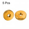 Uxcell Flat Knurled Nut M6 X 20mm 5mm Thumb Nuts Lock Adjusting Aluminum Alloy Golden 5pcs