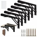 6 Pack Folding Shelf Brackets 14a Heavy Duty Stainless Steel Collapsible For Bench Table Hinge Wall Mounted Space Saving Diy 