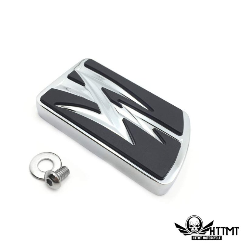 Httmt Mt216-066- Motorcycle Chrome Lightning Large Brake Pedal Pad For H-d 2012-later Dyna Fld 1986-later Fl Softail 1980-later