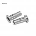 Uxcell M5 Multi-grip Rivet Nuts 2pcs Pre-bulbed Shank Flat Head Threaded Insert Nut 304 Stainless Steel Plus For Construction