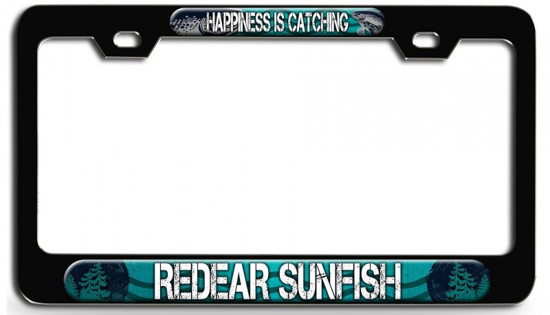 Happiness Is Catching Redear Sunfish Fishing 3d Metal License Plate Frame Heavy Duty Steel Tag Holder For Usa And Canadian Auto