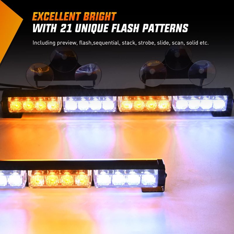 Nilight Traffic Advisor Emergency Strobe Light Bar 2 In 1 17inch Led 23 Flash Patterns Directional Safety Warning Lights With