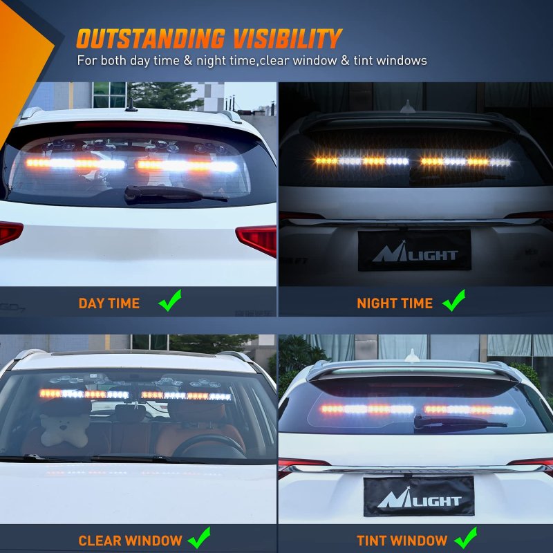 Nilight Traffic Advisor Emergency Strobe Light Bar 2 In 1 17inch Led 23 Flash Patterns Directional Safety Warning Lights With